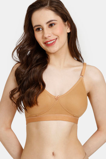 Buy Rosaline Everyday Double Layered Non Wired 3/4th Coverage T-Shirt Bra - Old Gold